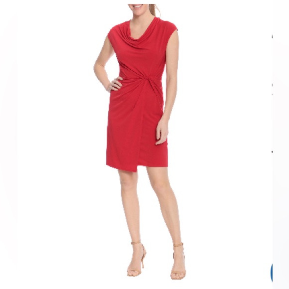 Nwt London Times Cowl Neck Side Twist Dress